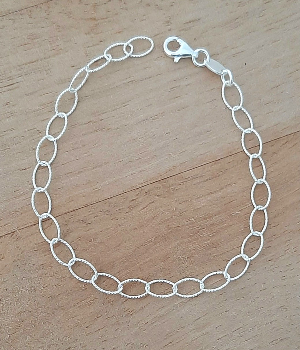 Pulseira prata 925 elo oval grande