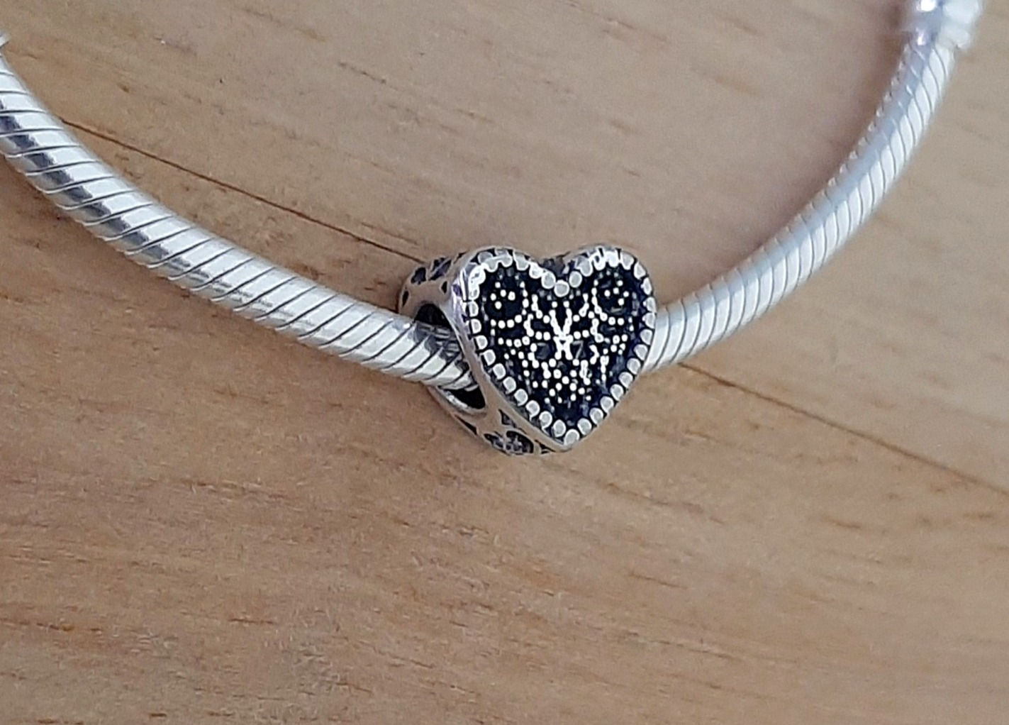 Berloque coração prata 925 envelhecida