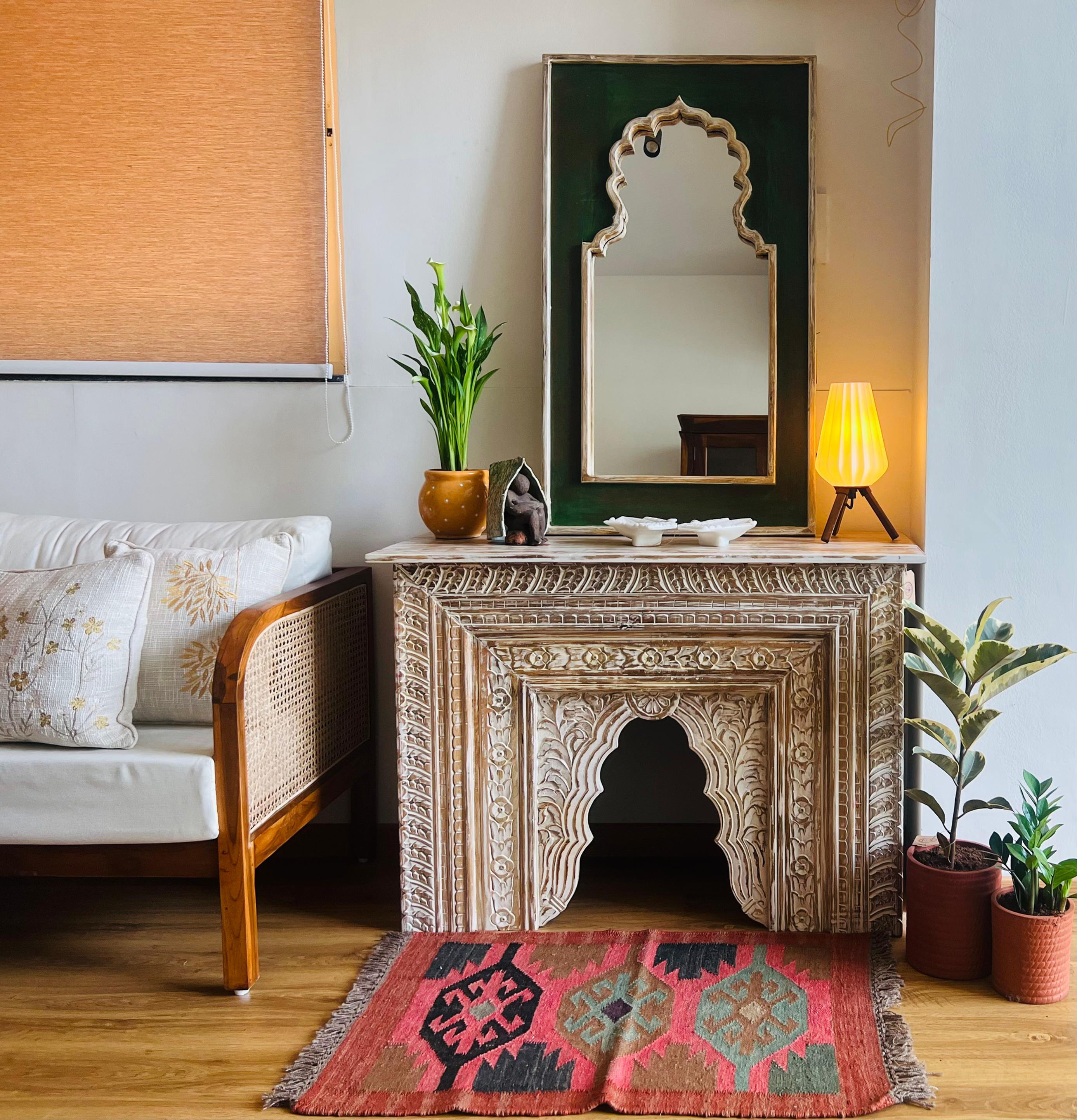 Console table with mirror