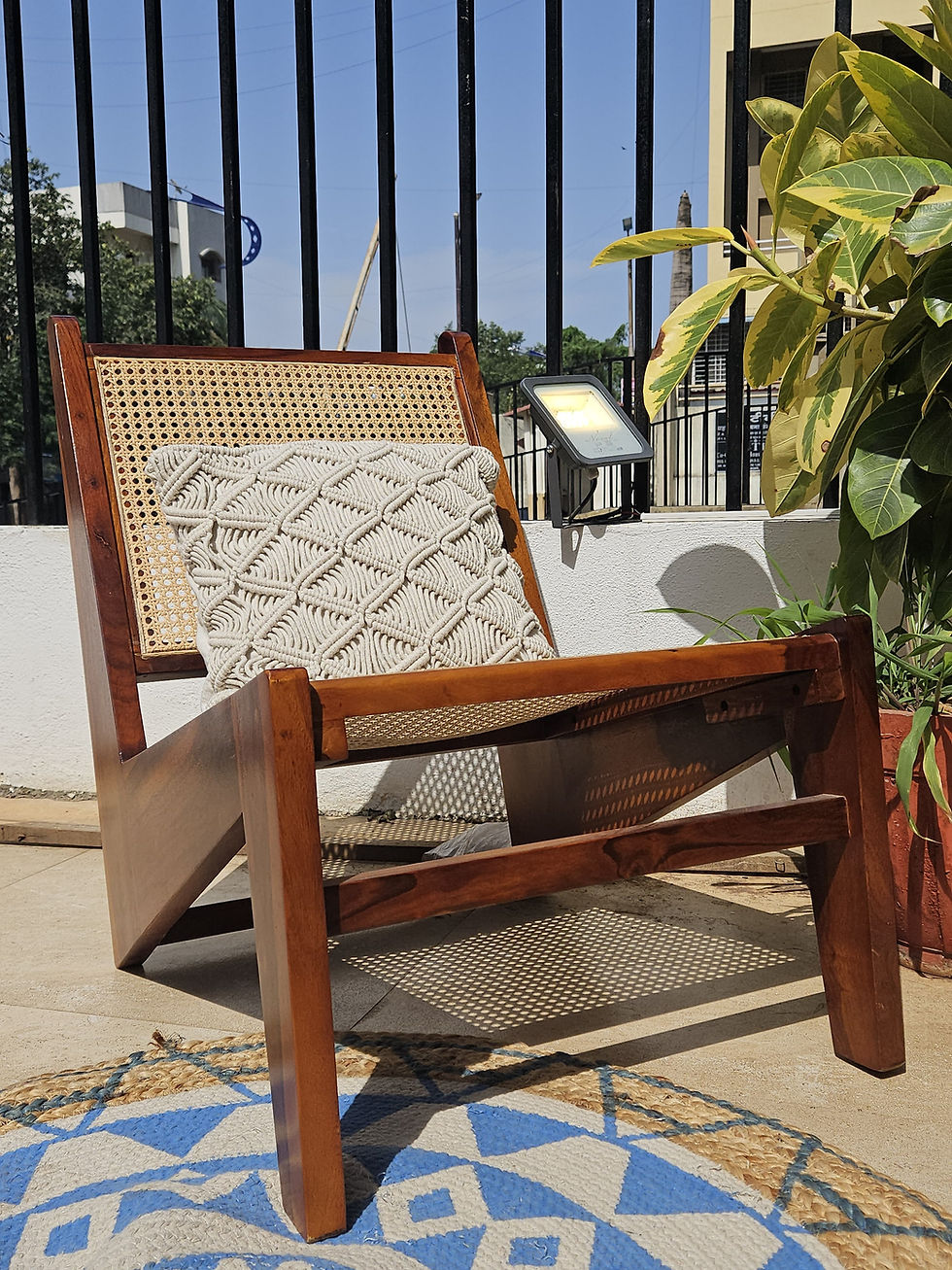 Thumbnail: Low Height Arm sheesham wood with rattan Chair