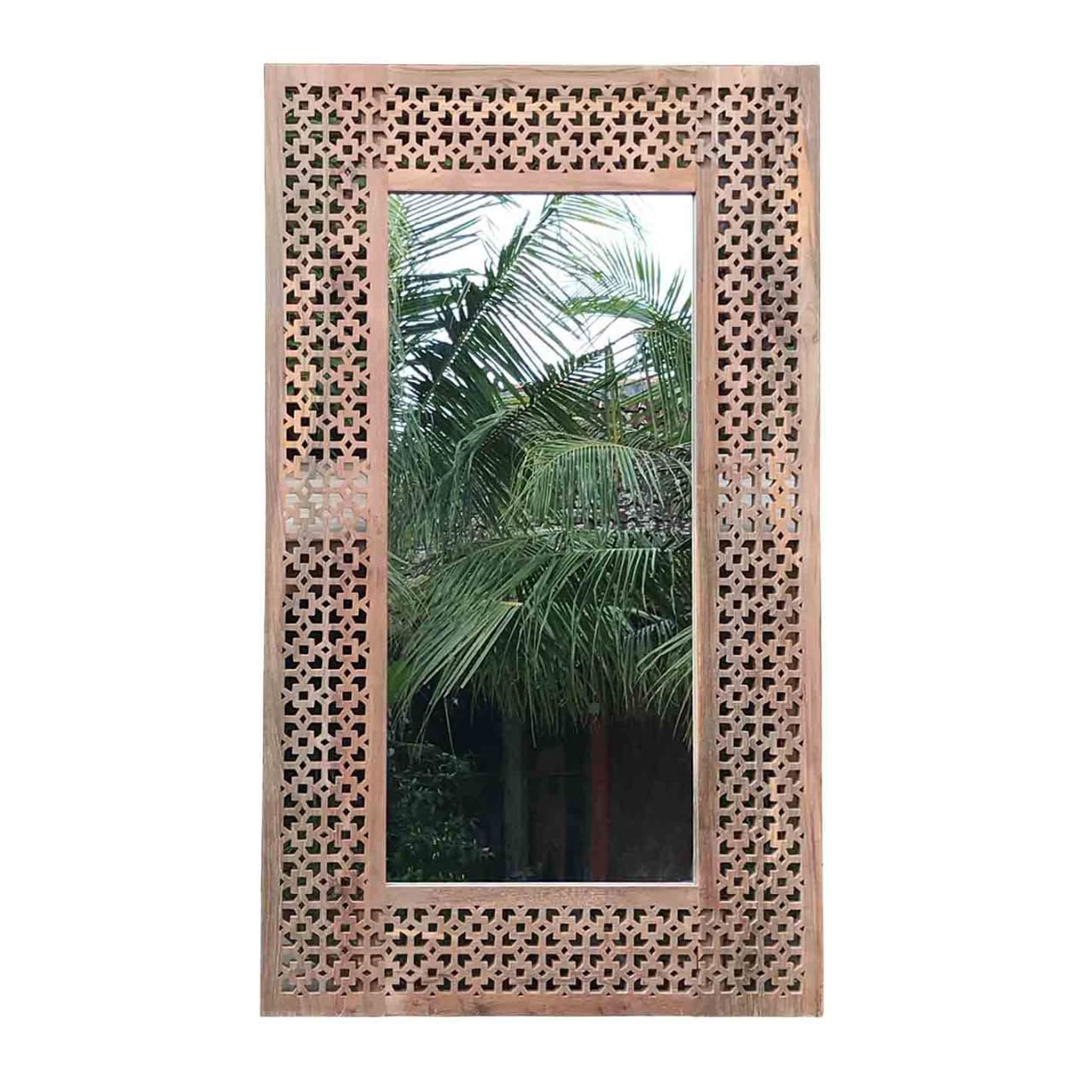 CARVING MIRROR IN MANGO WOOD WITH RUSTIC FINISH