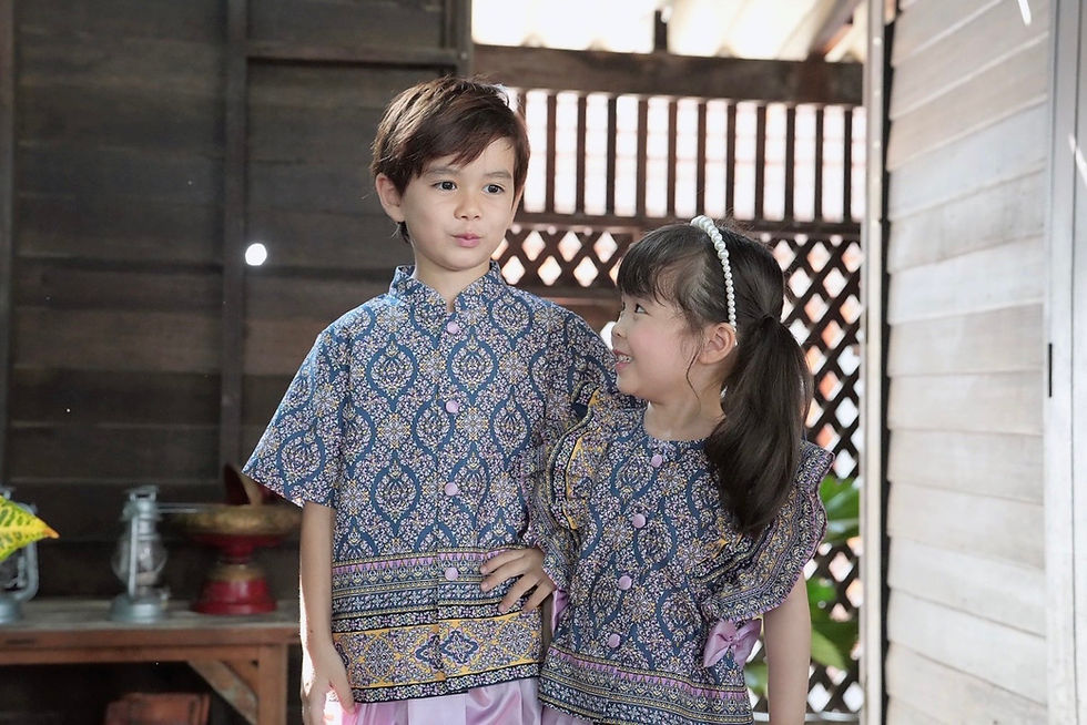 Thumbnail: ชุดเด็กชาย ลายเจดีย์ สีชมพู