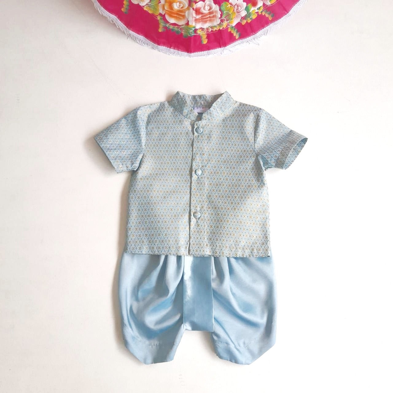 ชุด ดช.พิกุลคอตั้ง สีฟ้า