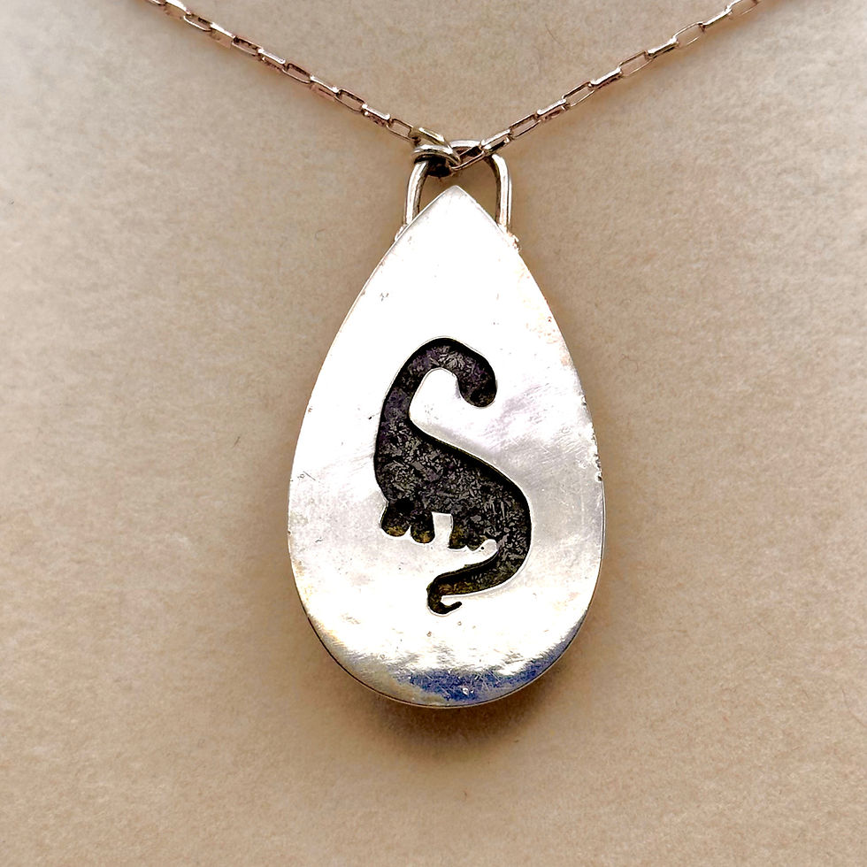 Thumbnail: Dino Bone and Sterling Silver Dinosaur Pierced Backplate Pendant Necklace