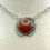 Thumbnail: Goldstone and Sterling Silver Pumpkin Pendant Necklace Large Bold Glitter Gold
