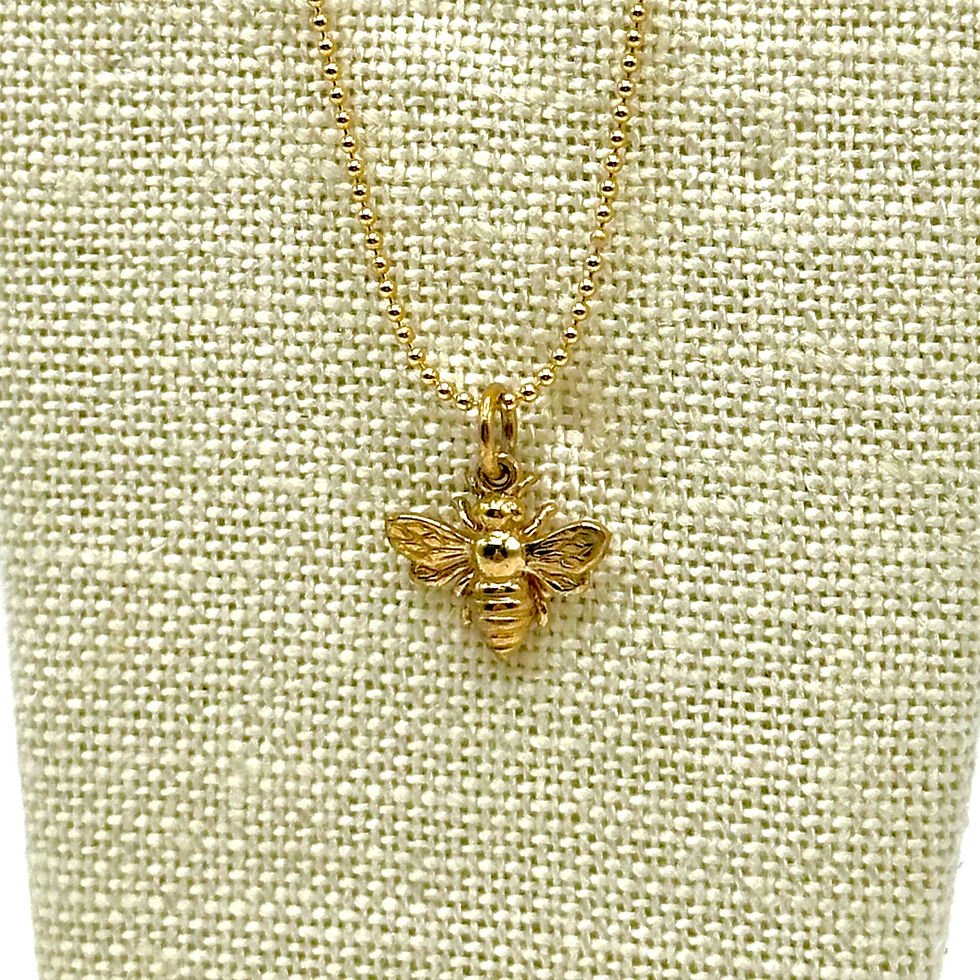 Thumbnail: Bronze Bee and 14k Yellow Gold Filled Chain Pendant Necklace Honeybee Bees