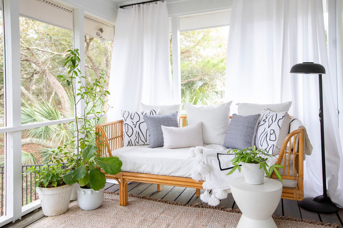 Outdoor Spa Porch Complete with Serena & Lily Favorites