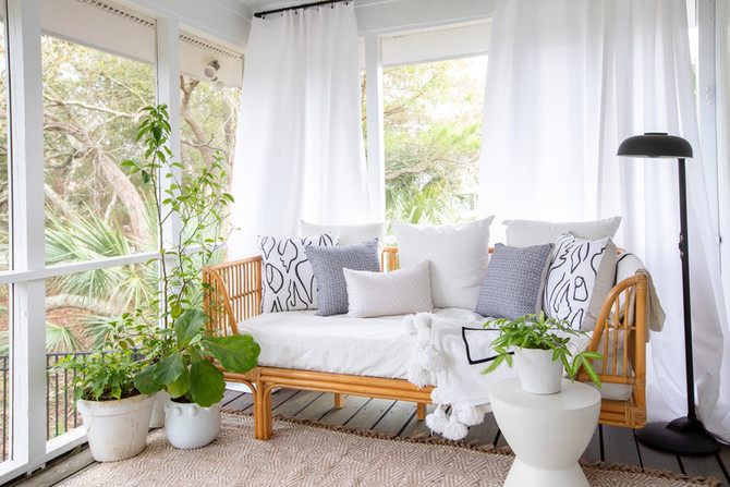 Outdoor Spa Porch Complete with Serena & Lily Favorites