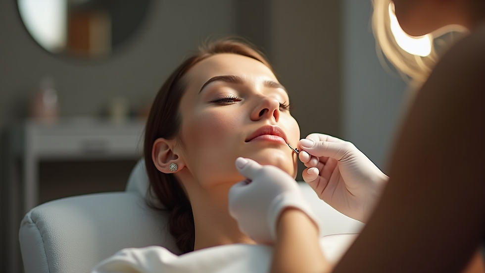 Eye-level view of a beauty studio setup for face threading