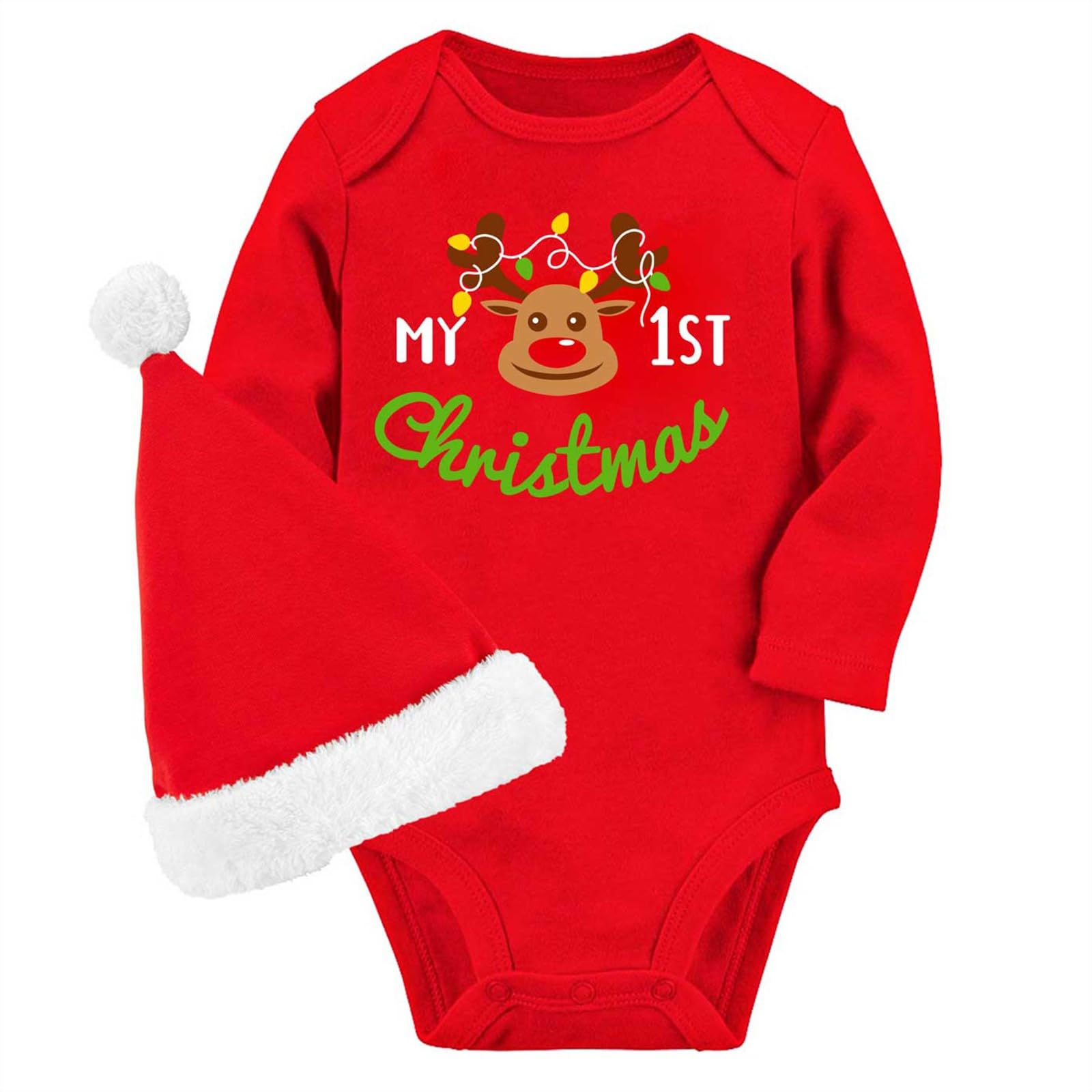 Vieille My 1st Christmas Baby Boy Girl Bodysuit 6-9 Months Long Sleeve Funny Say