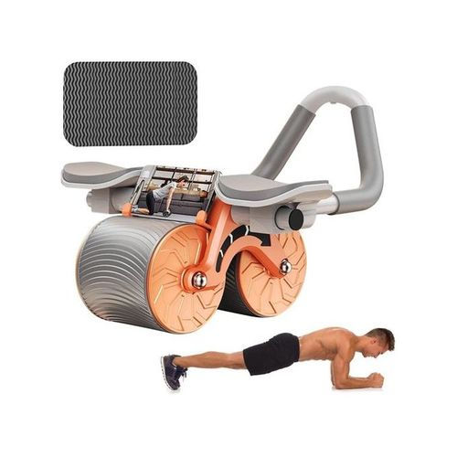 Exercitador de roda abdominal 2 em 1 com suporte para cotovelo, cronômetro de treino
