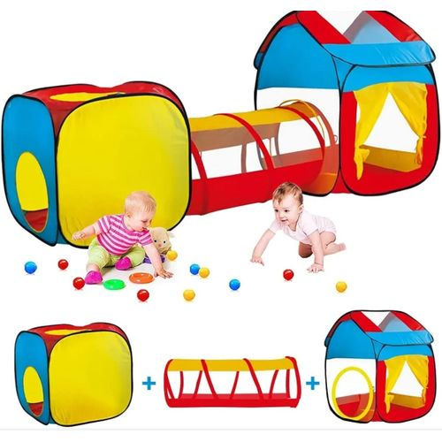Tenda 3 em 1 para bebês e crianças pequenas, piscina de bolinhas e túnel de engatinhar, grande
