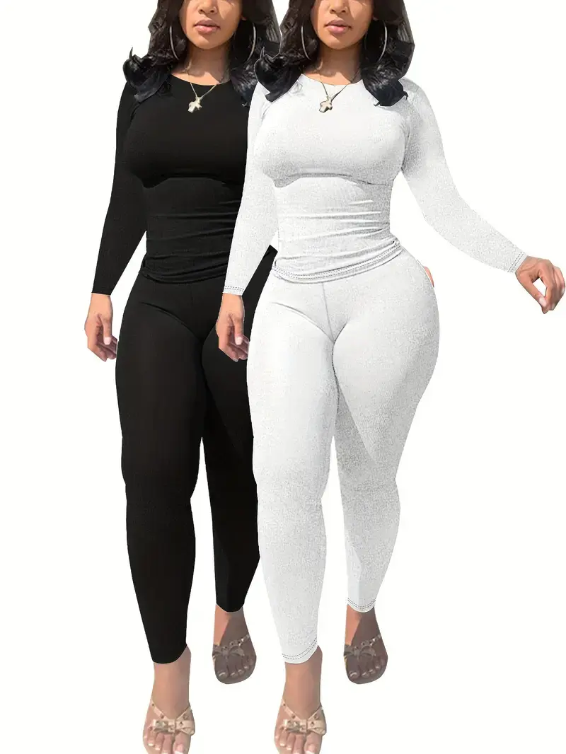 Thumbnail: Women's Solid Two Piece Set