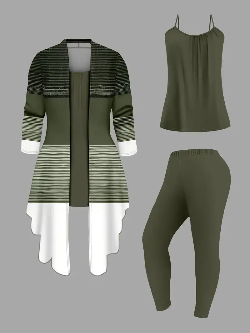 Miniatura: Conjunto casual feminino de 3 peças para todas as estações