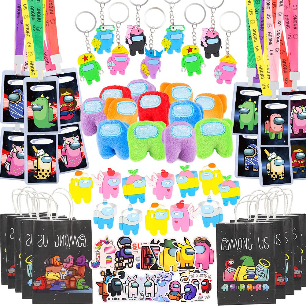 JUNIQUTE 72 PCS Game Party Favors Video Game Party Keychain Ring Brooch Stickers