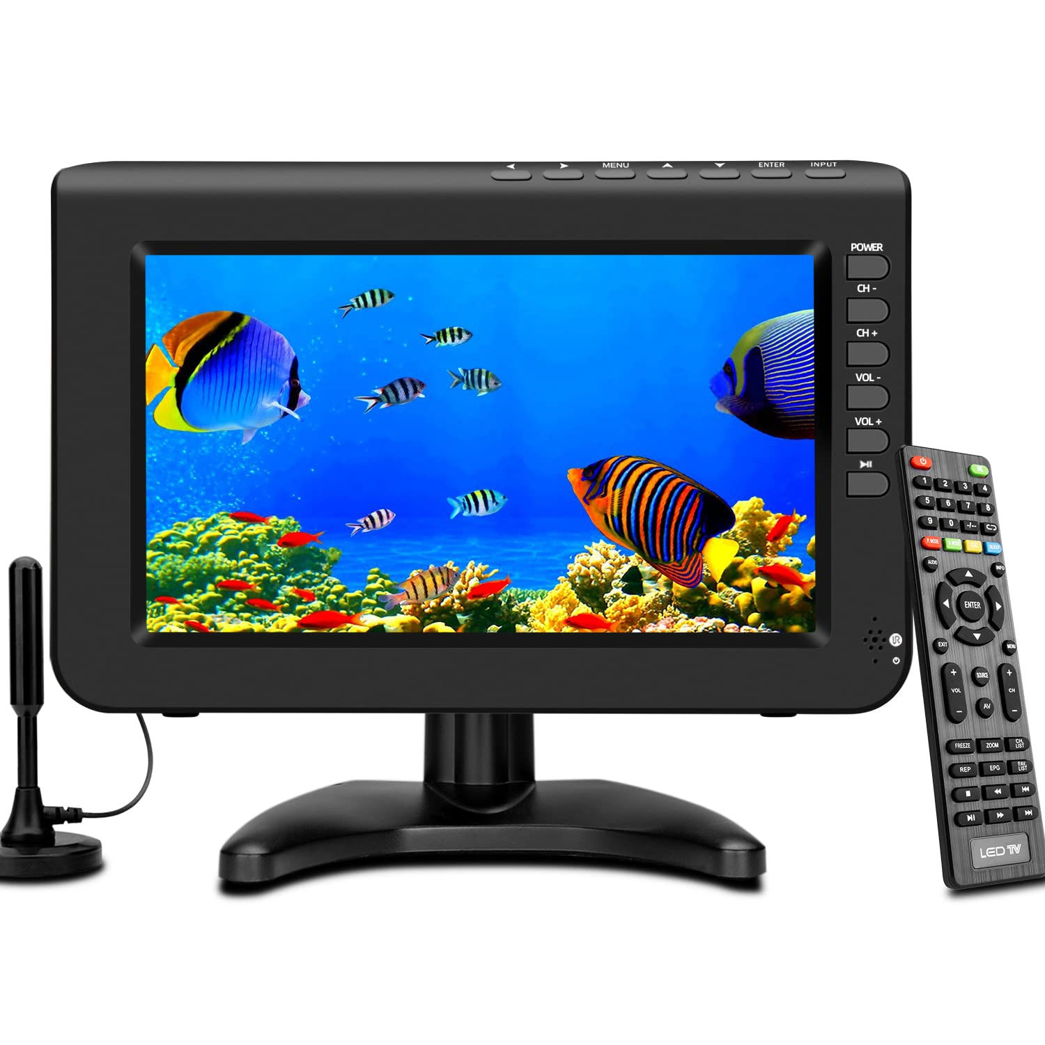 Jexiop 10.1inch Portable TVBatteries 720P Screen TV with Antenna and Digital ATS