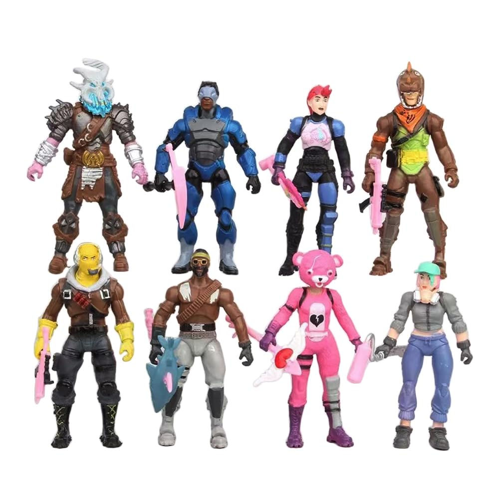 QVDZCA 8pcs Video Game Action Figures with Weapons Toy Figure Set Cake Toppers f