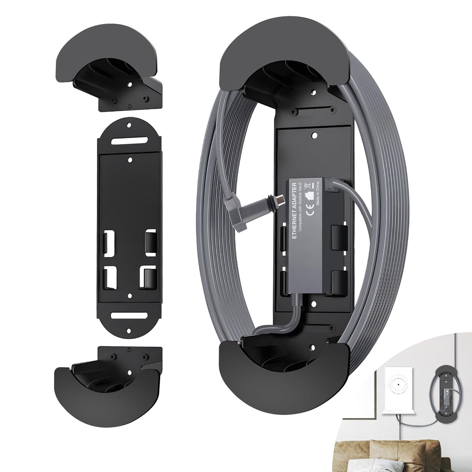 Aojo Starlink Ethernet Cable Caddy & Starlink Ethernet Adapter Holder 2 in 1 Sta