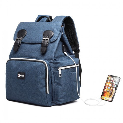 Travel Baby Changing Backpack with USB Charging Interface - Navy