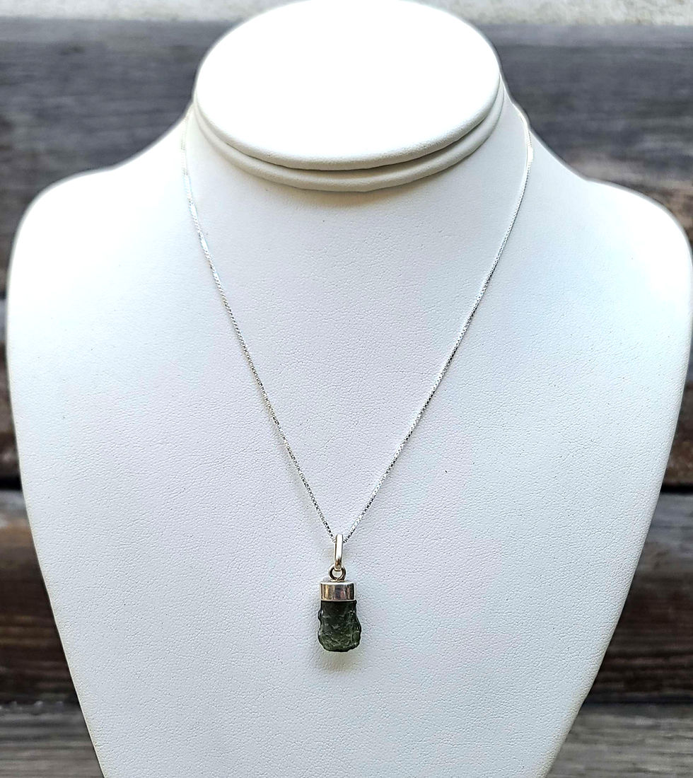 Thumbnail: Moldavite Drop Pendant with Sterling Silver Chain