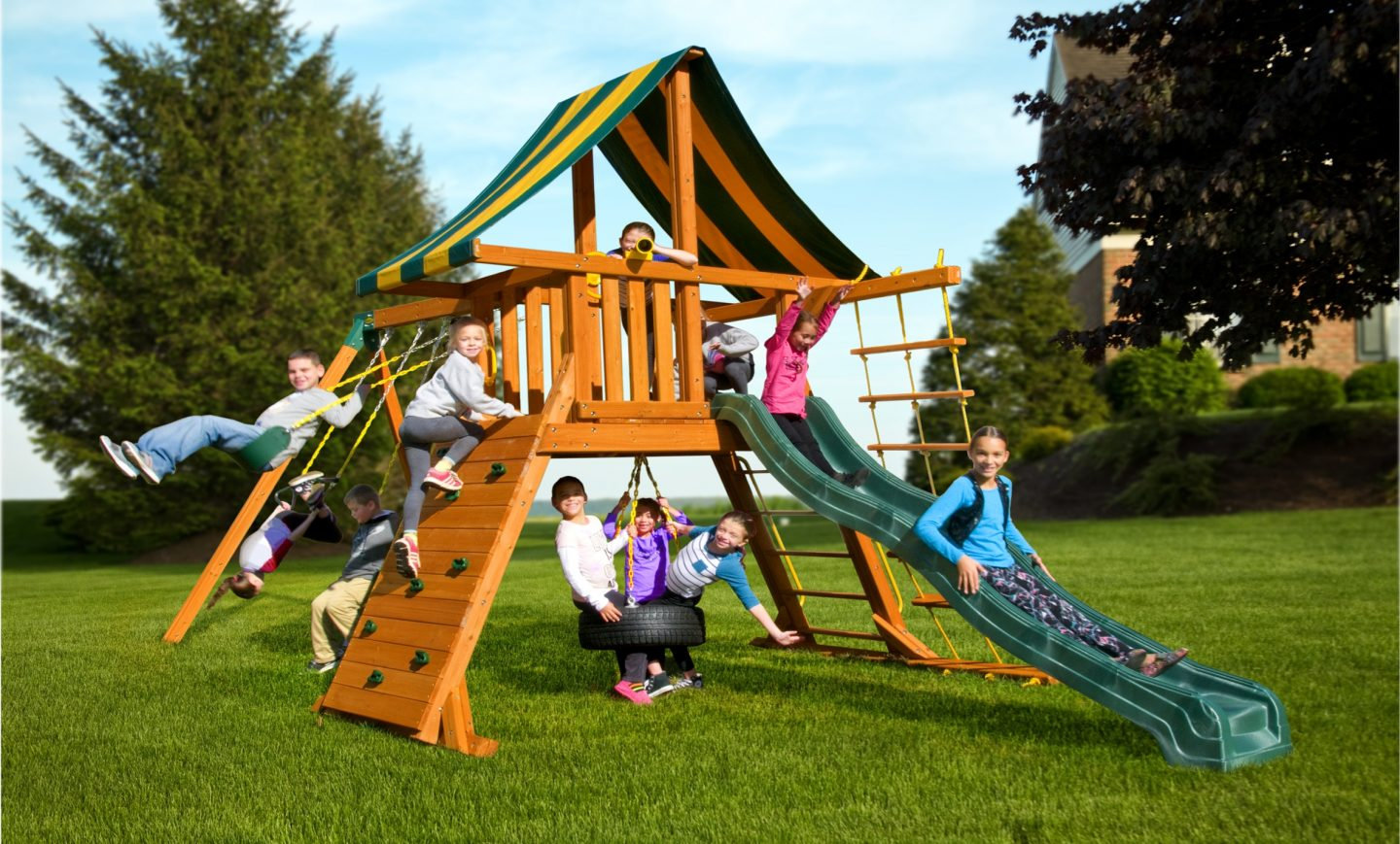 Supremescape Wood Swing Set | Best in Backyards