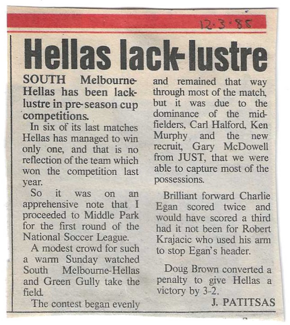 Hellas lack-lustre (12/3/85)