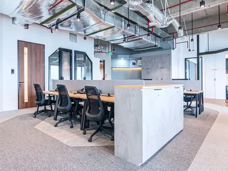 Modern ergonomic office with warm industrial vibes.