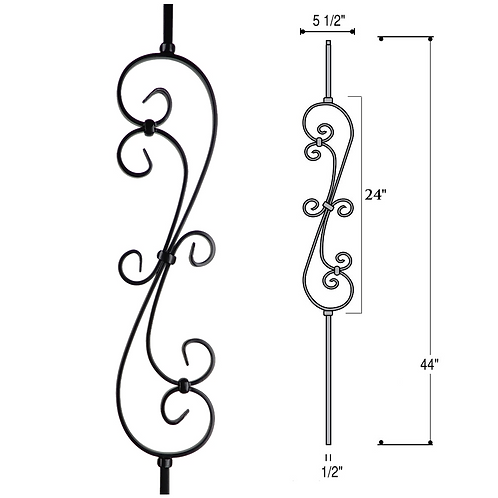 Skinny Scroll Iron Baluster