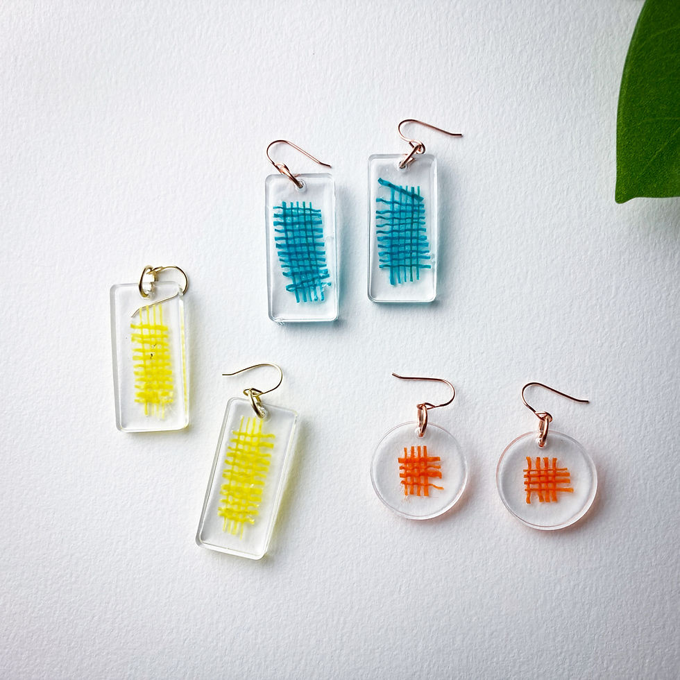 Thumbnail: Tangerine Burlap Disk Earrings