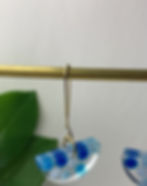 Thumbnail: Blueberry Pom Half Circle Earrings