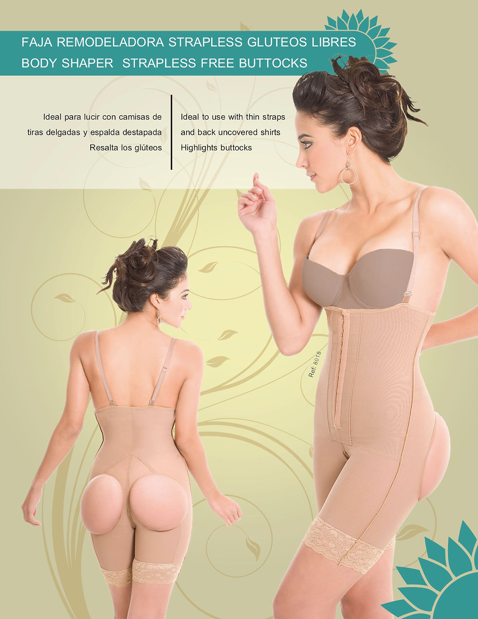 Thumbnail: 8018 - BUTTOCKS FREE STRAPLESS BODY SHAPER
