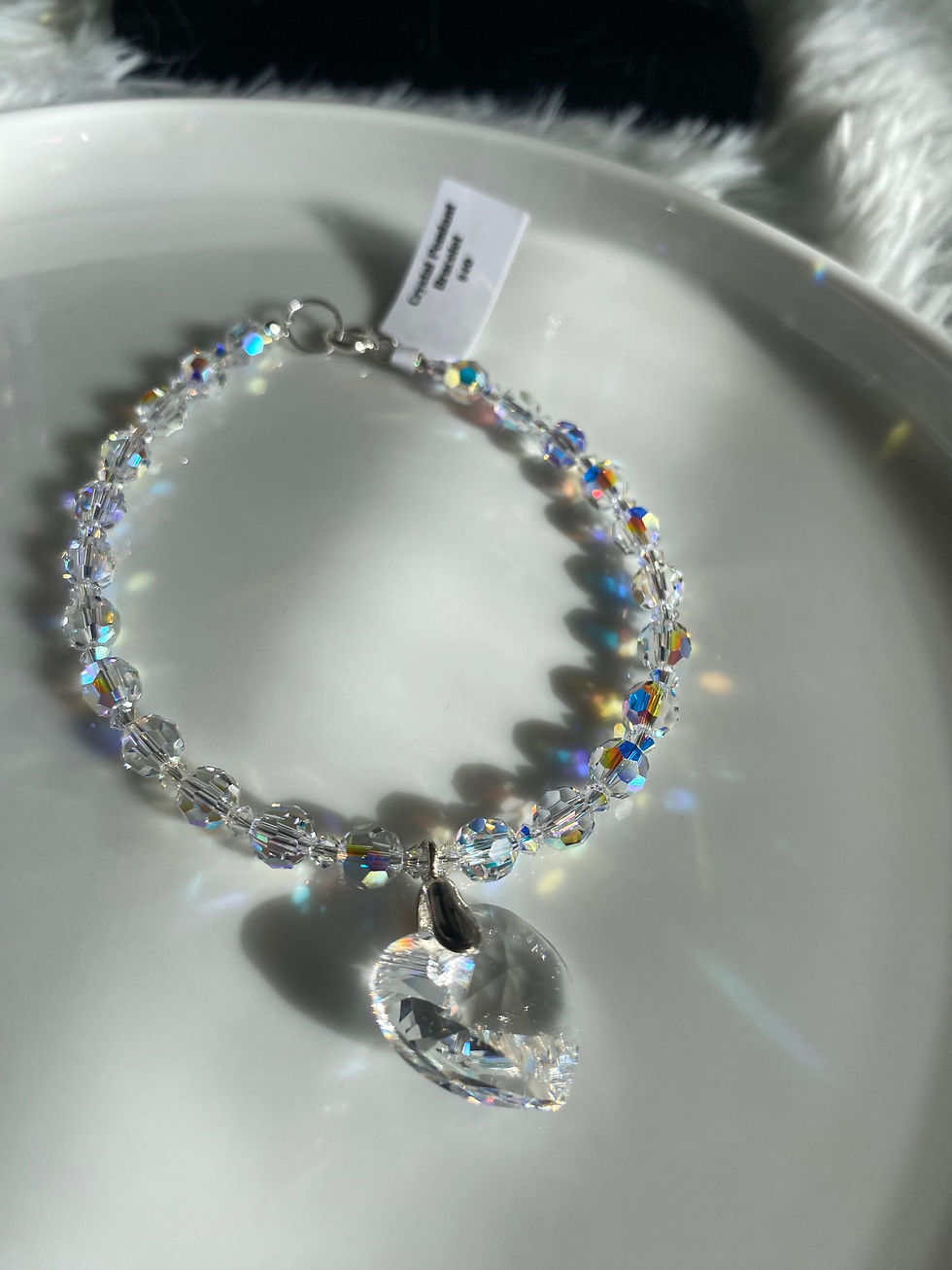 Crystal Heart Pendant Bracelet