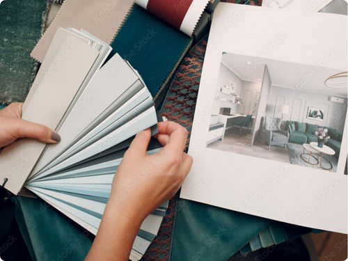 Interior designer swatches and photo