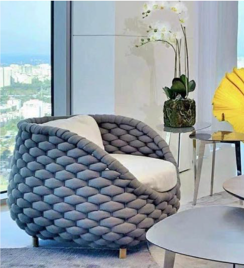 Oversize weave on armchair