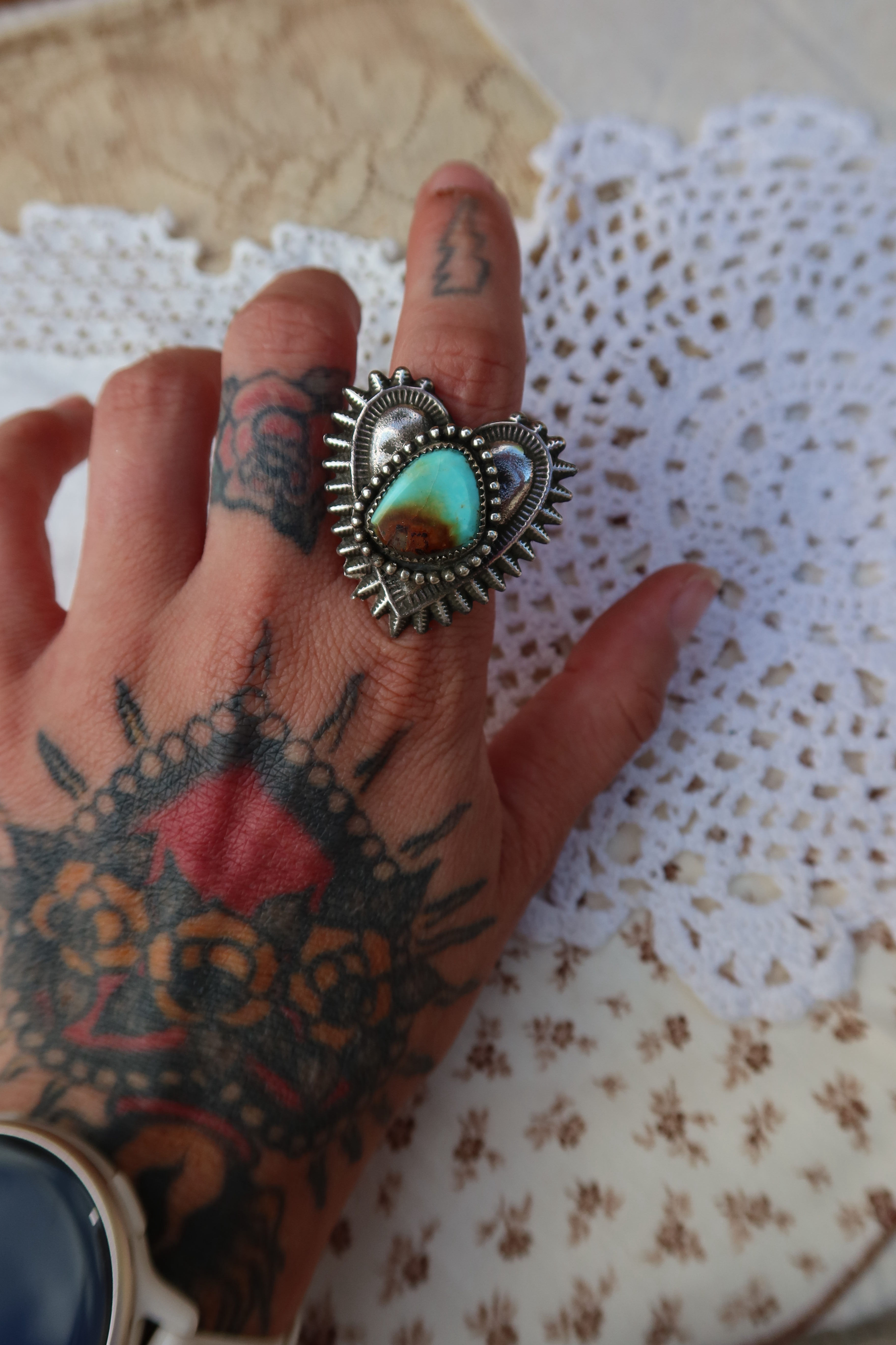 Sterling silver Heartbreaker turquoise ring size 10