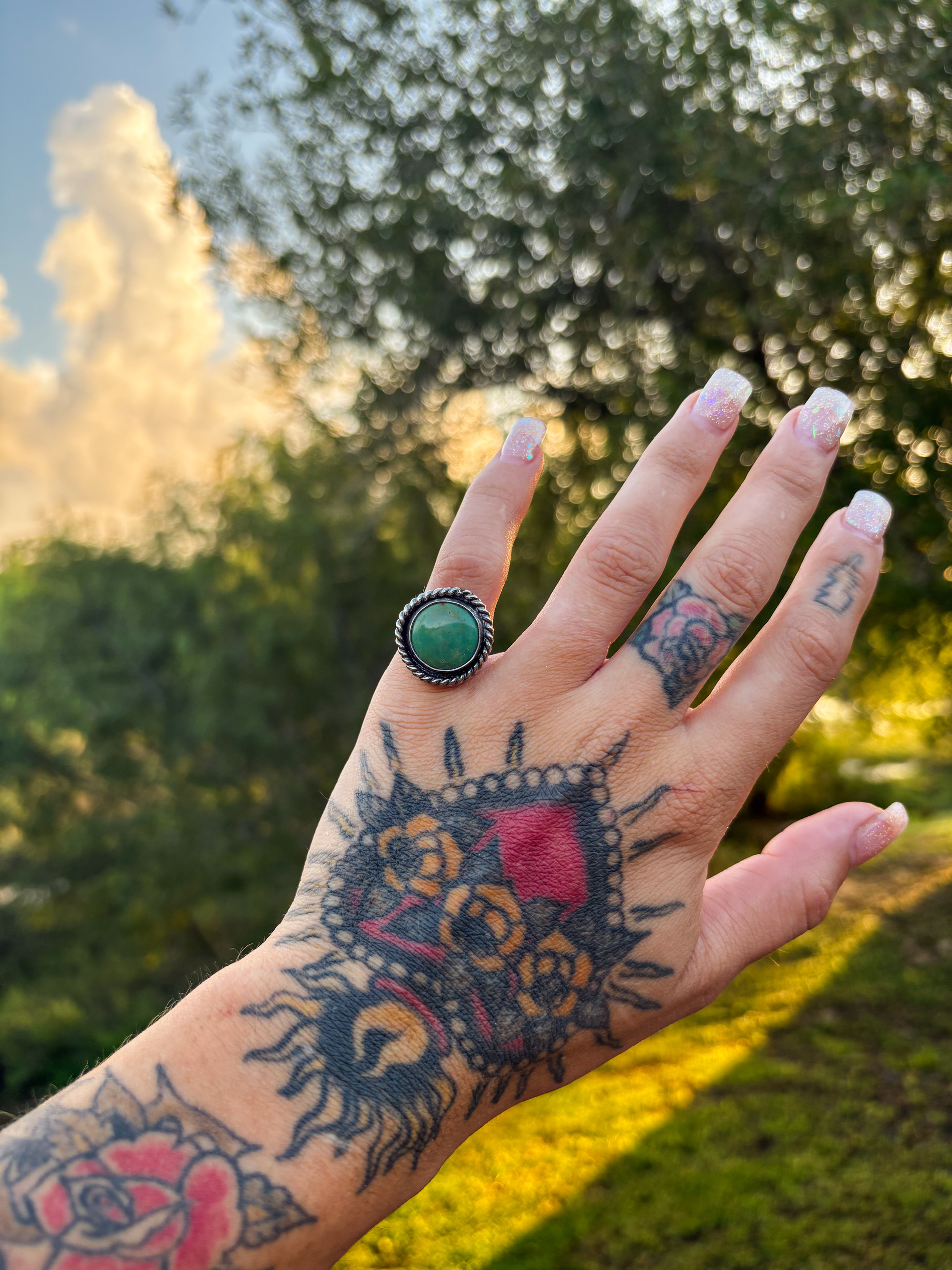 Sterling Silver and Sonora turquoise star ring size 5