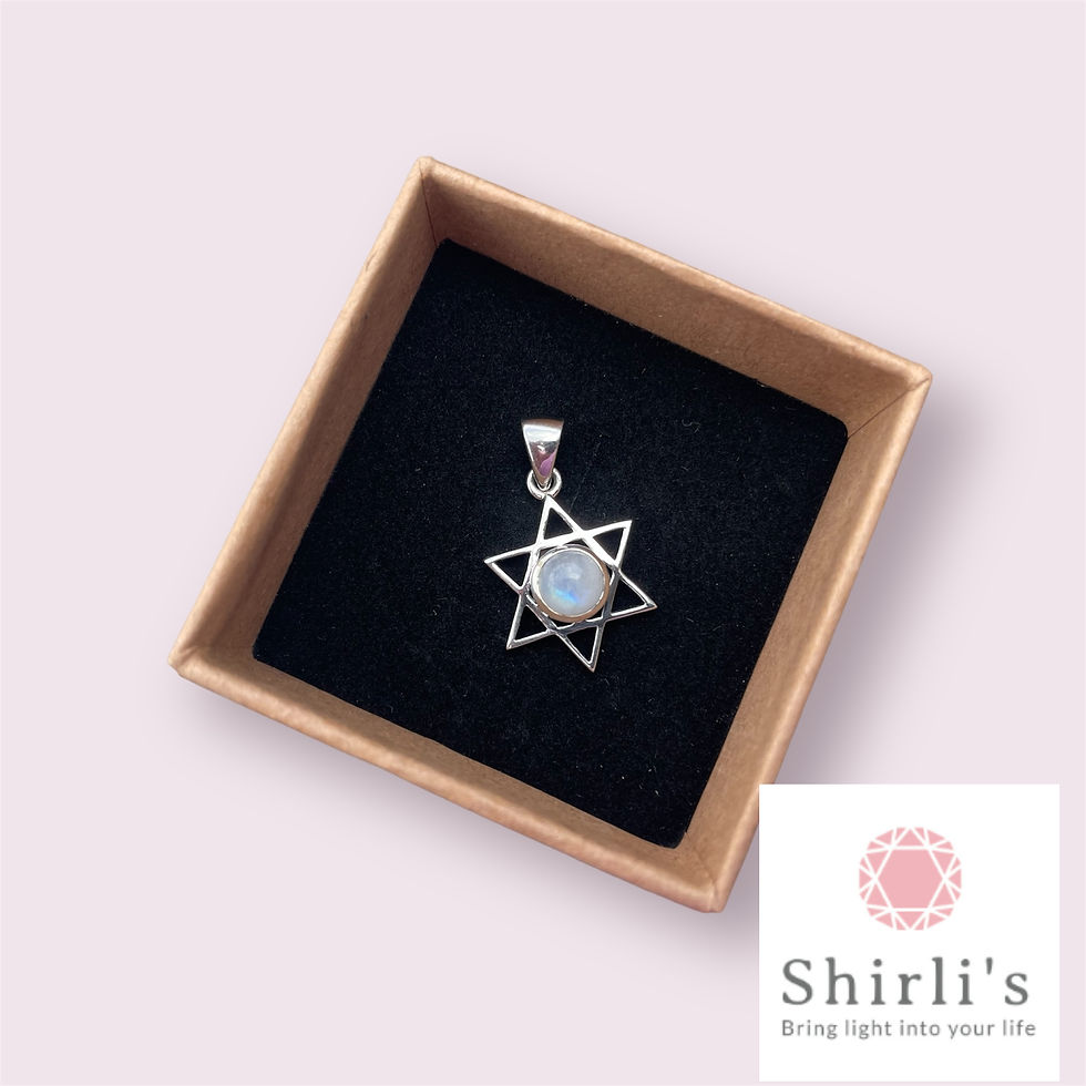 Miniature : Pendentif en argent étoile de David en opale synthétique