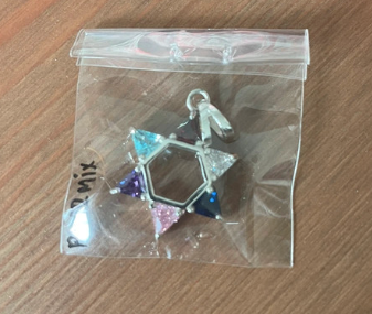 Miniature : Pendentif Magen david (taille L) en argent 925 et zirconium multicolore