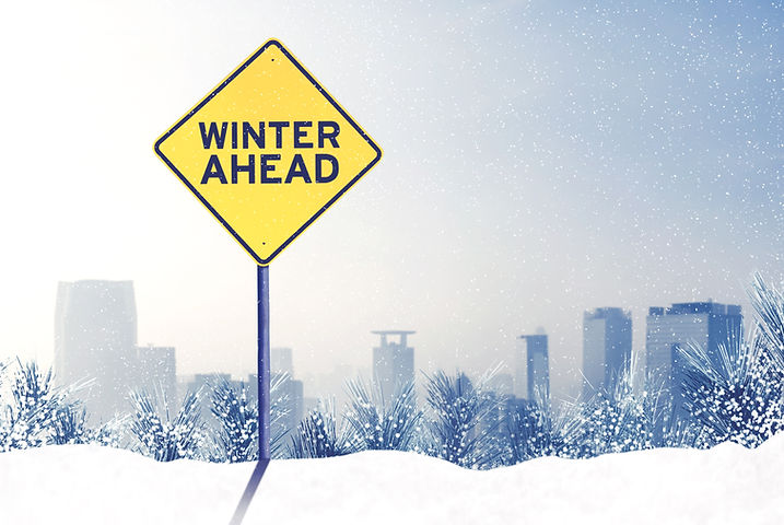 winter snow removal road sign representing 5 common mistakes made by british columbia snow removal companies