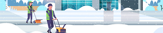 Illustration of a snow removal crew clearing sidewalks in Chilliwack — showing how specialized snow removal companies protect strata walkways and residents during winter