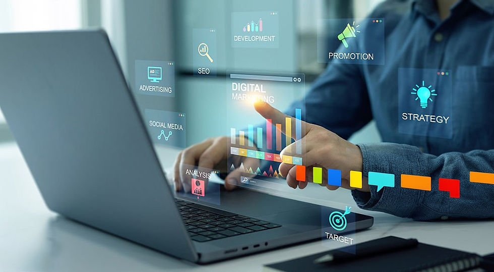 Employee working on a laptop with multiple digital task tabs appearing on screen, representing organized SaaS workflow and productivity.