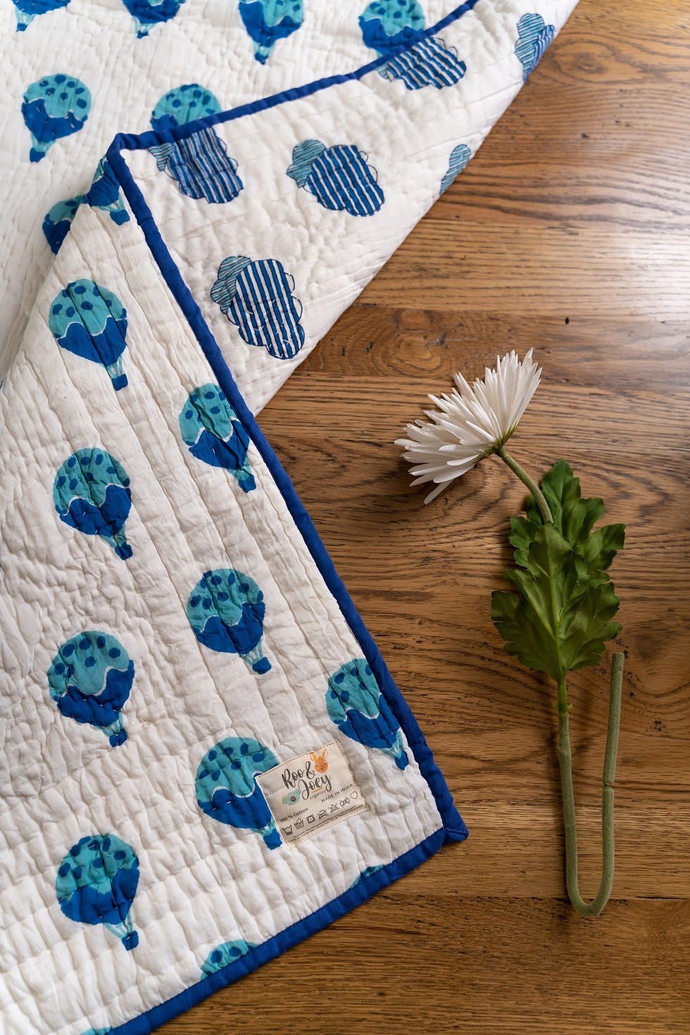 Thumbnail: Kids Blue Fly Away Hot Air Balloon Quilt