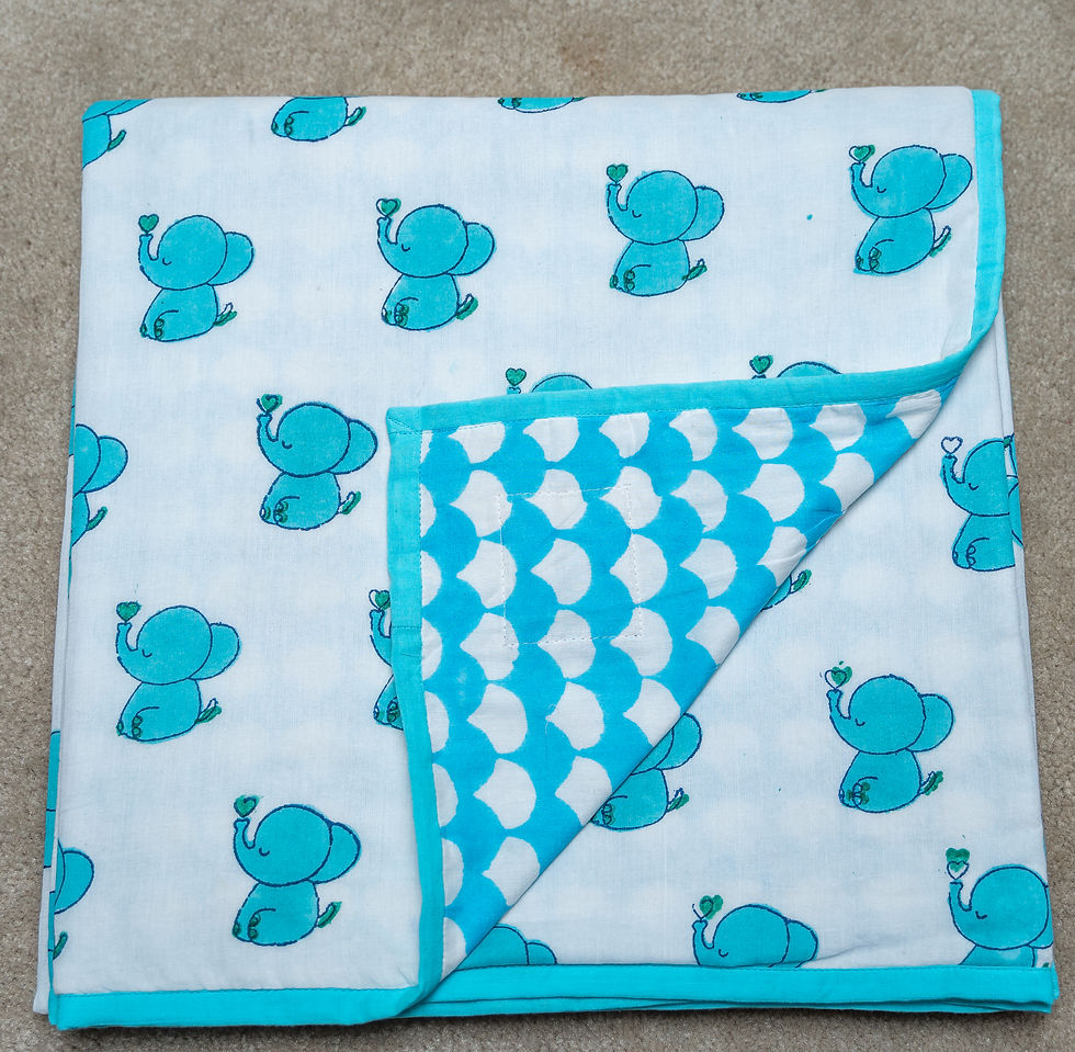 Thumbnail: Baby Aqua Blue Elephant Blanket