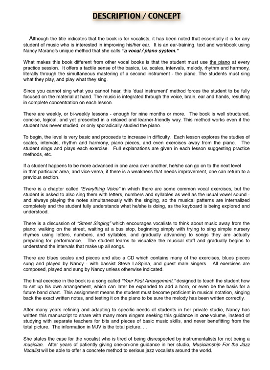 Thumbnail: Musicianship for the Jazz Vocalist by Nancy Marano