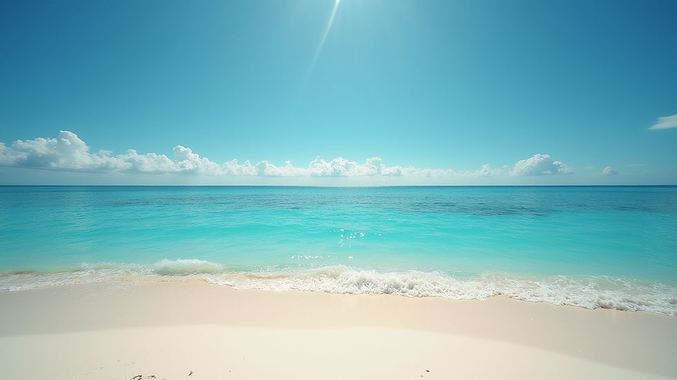 Wide angle view of a stunning beach with crystal clear waters