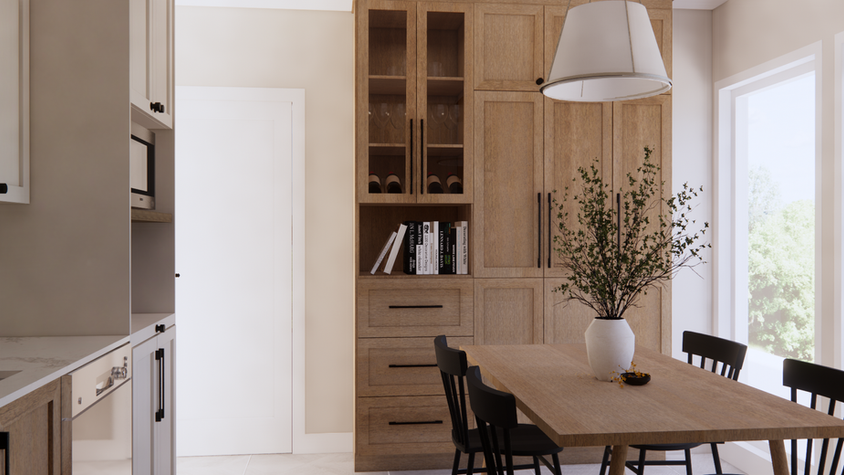 Cuisine sur mesure farmhouse moderne tons terre