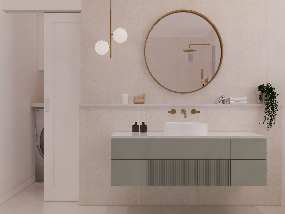 Salle de Bain style Scandinave-bois et vert