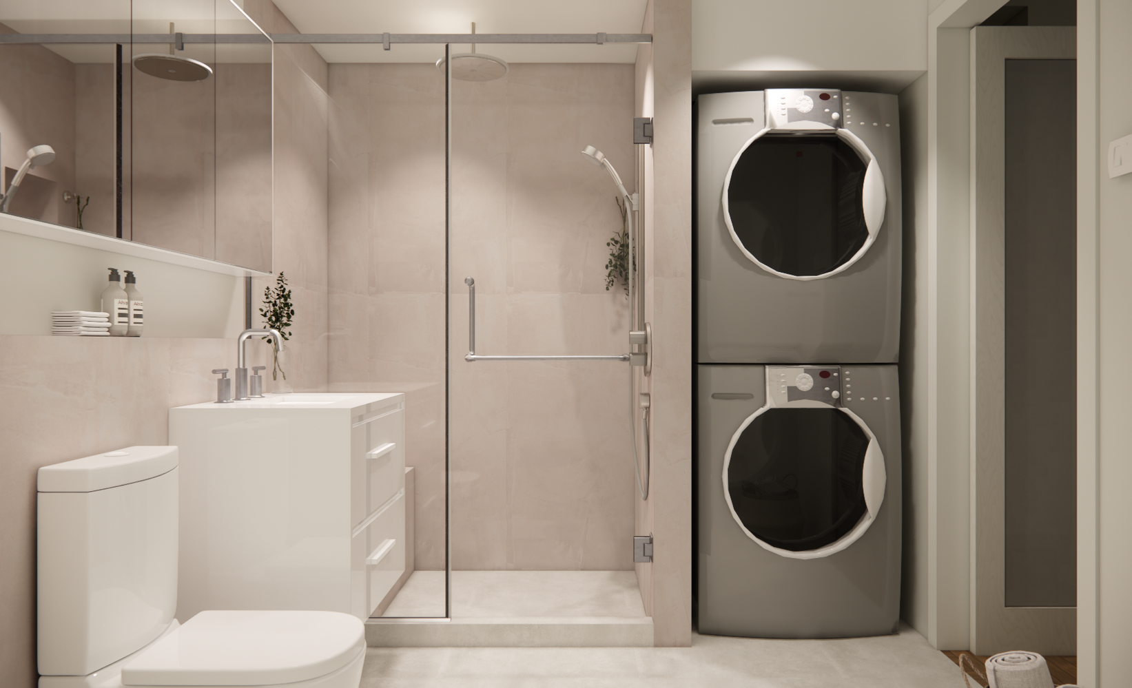 Salle de Bain avec buanderie style moderne- Studio Angel & Co