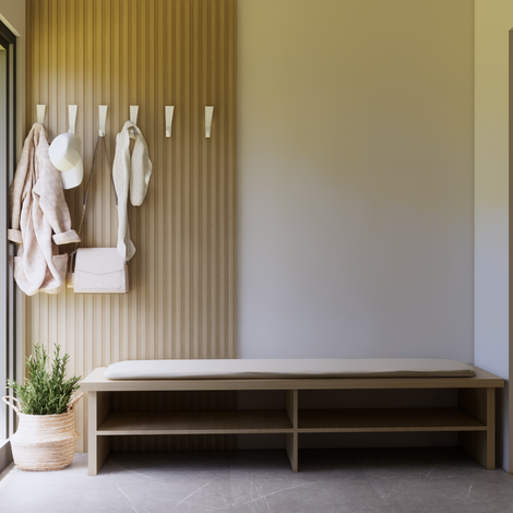 Salon style scandinave moderne, chêne blanc