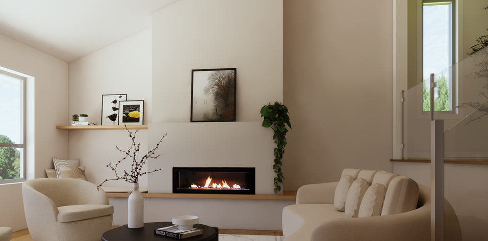 Salon style scandinave moderne, chêne blanc